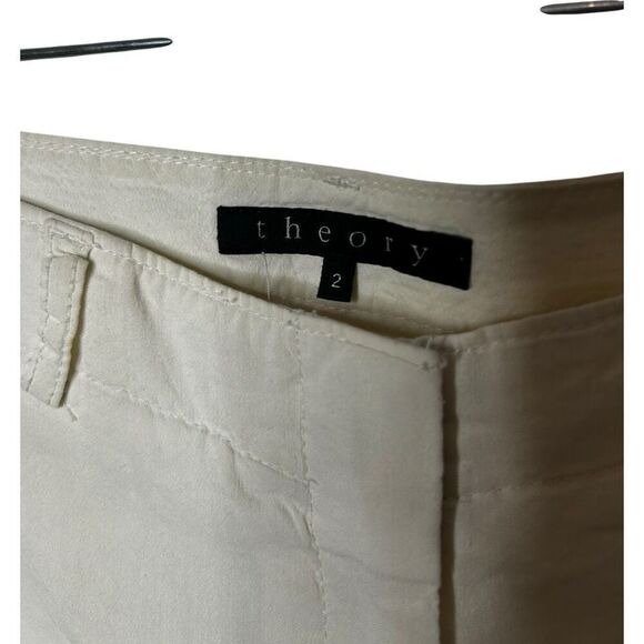 Theory White Linen Blend Straight Leg Pants Women's Size 2 Professional Timeless - Picture 6 of 11